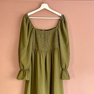 ASOS 	 Missguided Maternity mini smock dress in olive     Khaki / US 14